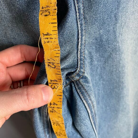 Commense Blue Wide Leg Jeans Red Track Stripe NWT sz XL 100% Cotton Minimalist - Picture 9 of 10